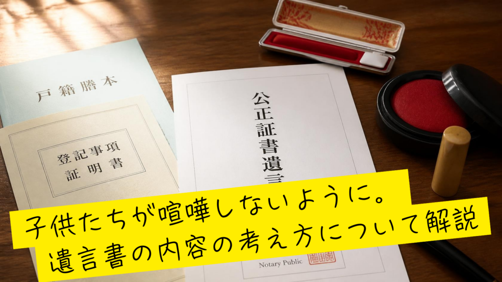 子供たちが喧嘩しないように。争族にならないよう遺言書を考える。